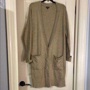 WhoWhatWear Beige Long Cardigan, size Large